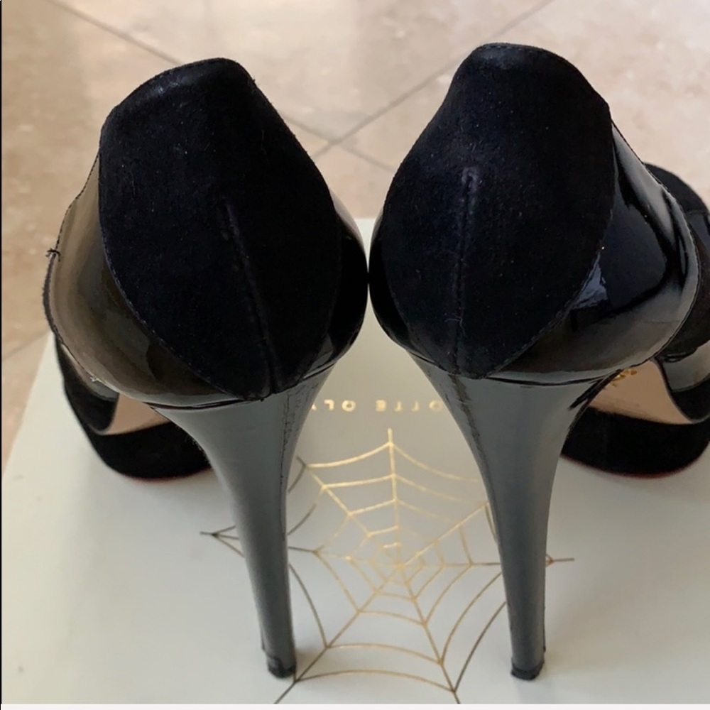 Charlotte Olympia Suede and Patent leather Priscilla In Stripes Pumps size 40 - Picture 2 of 6